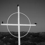 MurderOnACross-Austin2002-1 : 11x14, 3 crows, Austin, February 2016 Show, Murder on a cross, Texas, circled cross